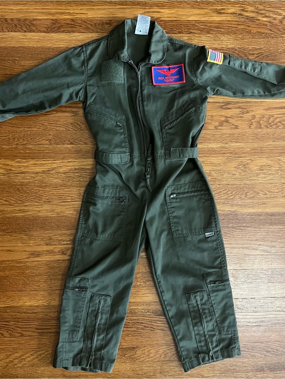 Kids Trooper Flight suit costume Goose Air Force costume XS unisex Top Gun Green